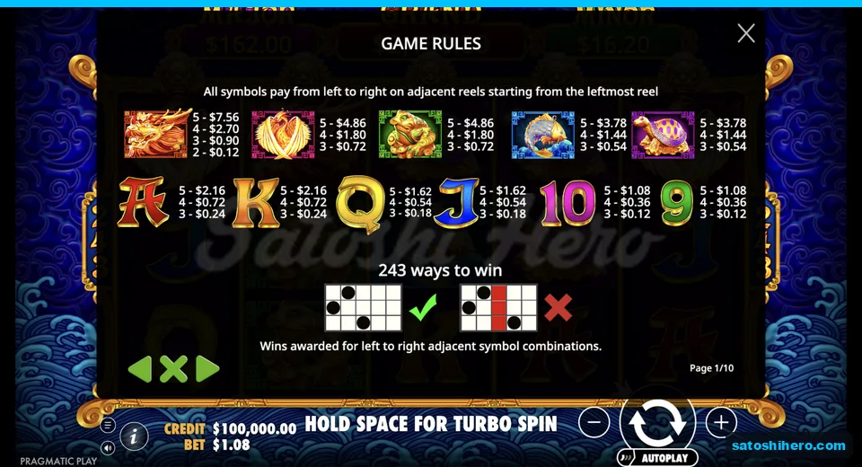 Pay table shows Dragon and royal values