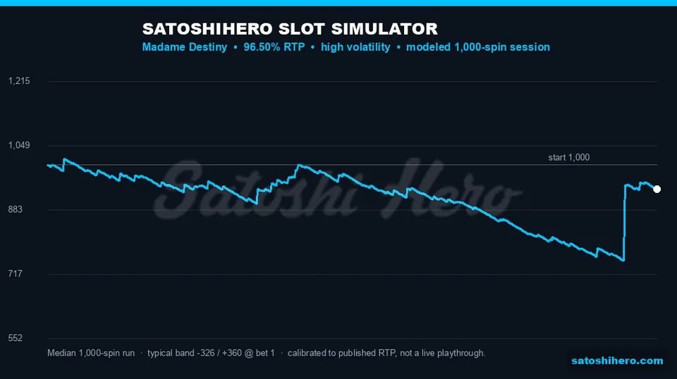 Simulation chart traces median and swing range
