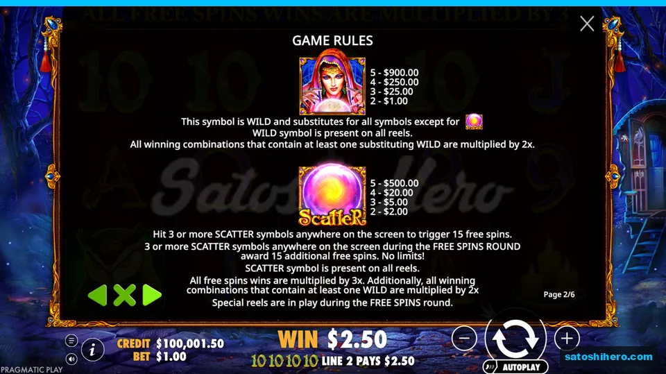 Rules panel shows wild and crystal ball scatter