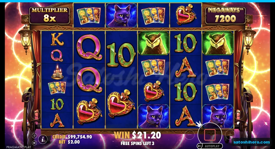 Free spins round shows eight times multiplier