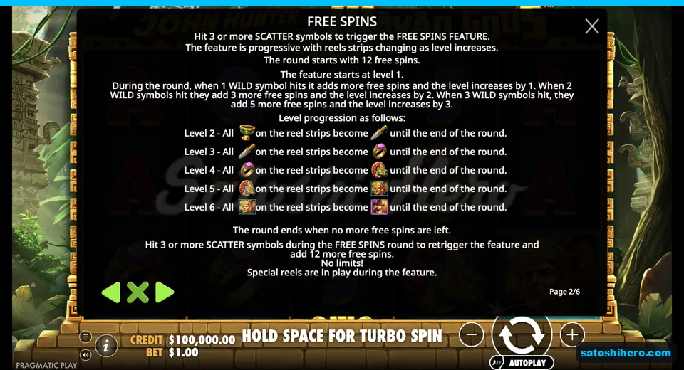 Free spins rules show level upgrades