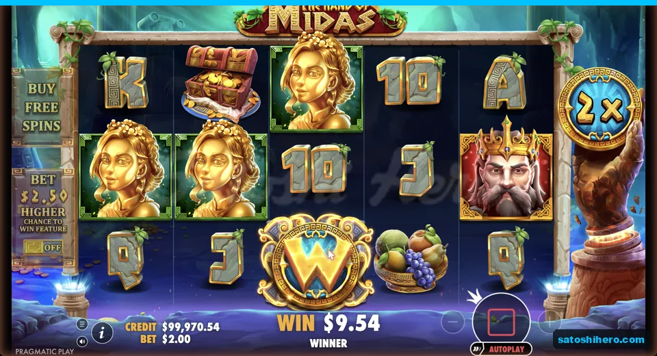 Base hit pays $9.54 across golden woman symbols