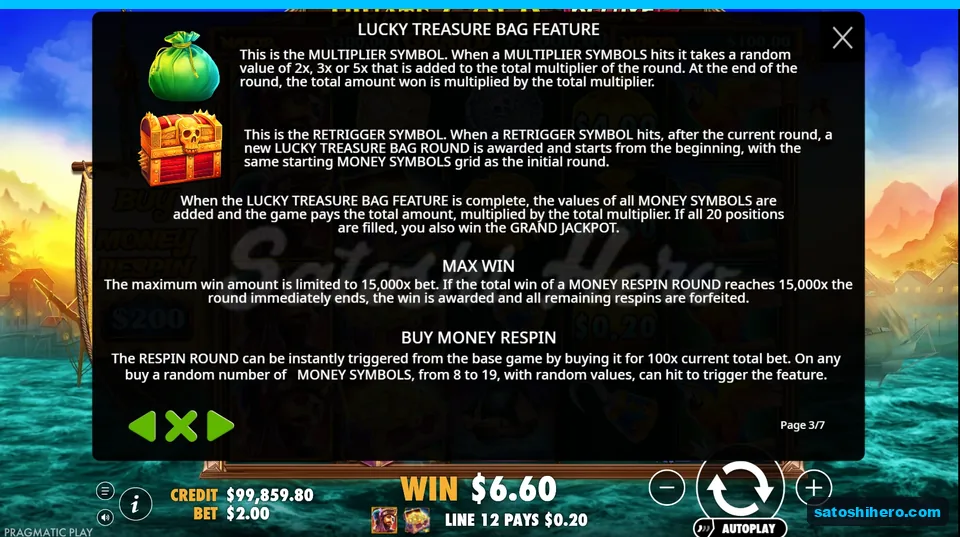 Rules show multiplier bag and retrigger chest