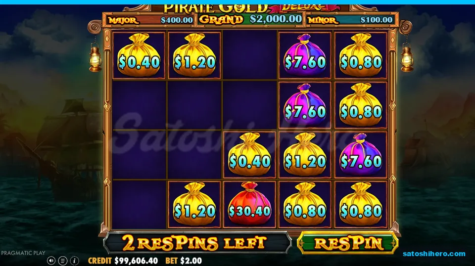 Respins continue with locked money bags across grid