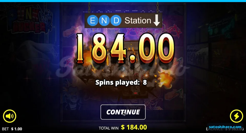 Collect screen showing $184.00 payout