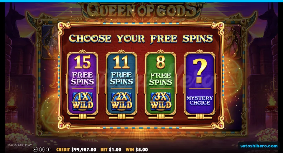 Choice screen offers four Free Spins options