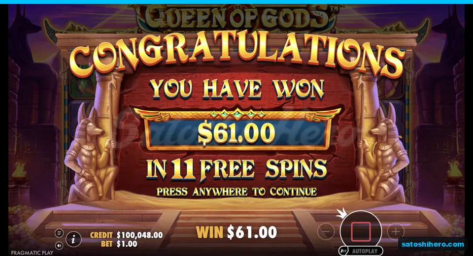 Congratulations screen shows a $61.00 total