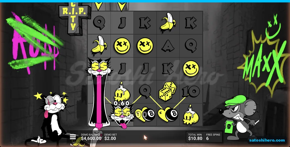 Yellow arrows mark two active reels