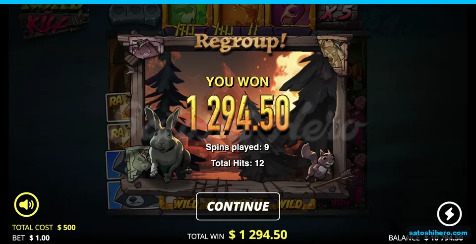 Regroup screen shows one thousand two hundred ninety-four dollars