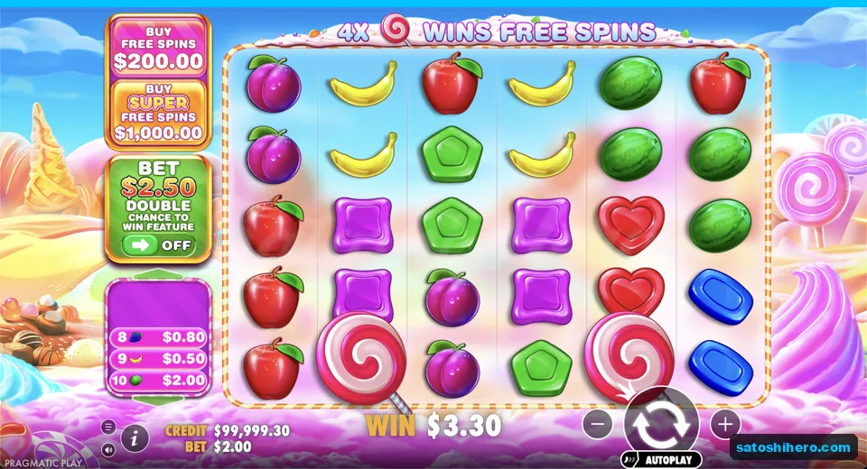 Line win resolves with fruit symbols counted