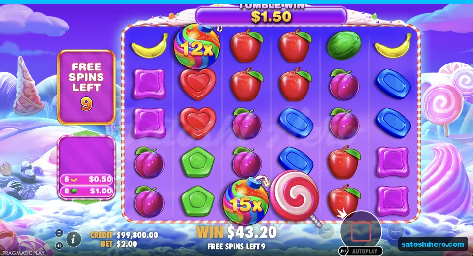 Free spins continue with 12x and 15x bombs