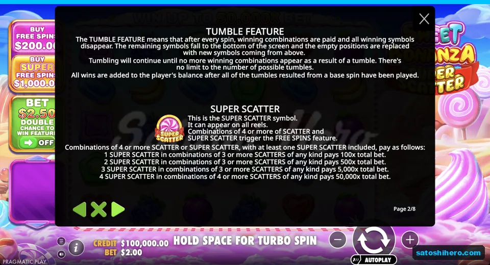 Rules page explains tumble and Super Scatter