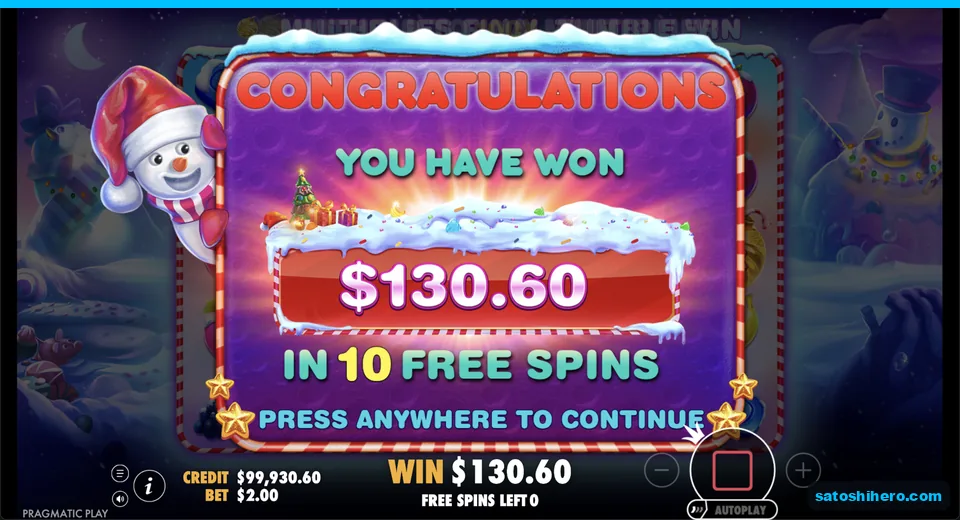 Collect screen shows the final bonus total