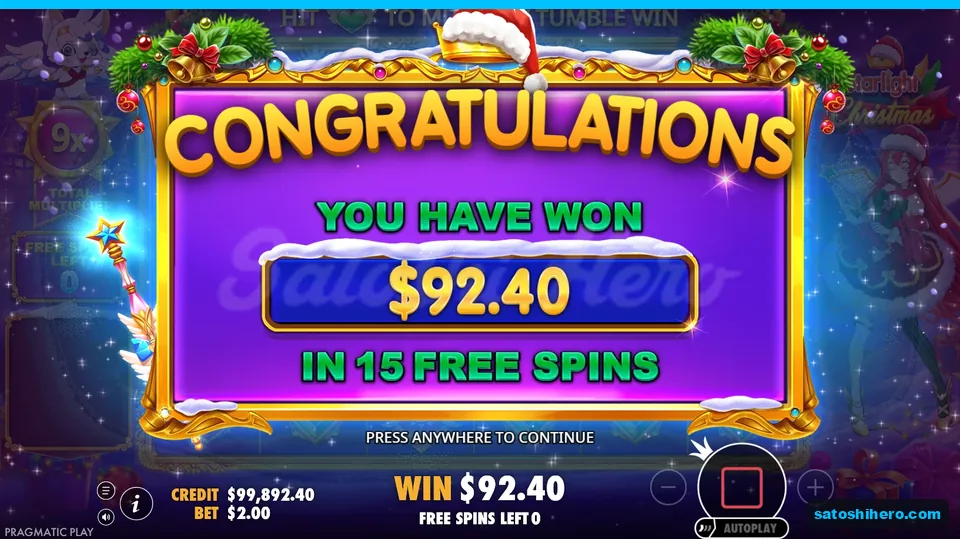 Collect screen shows ninety two dollars