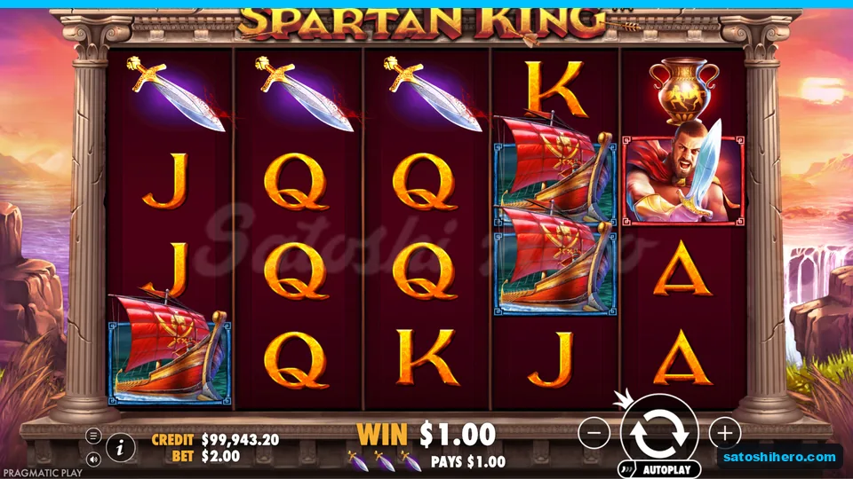 Line win resolves with three swords