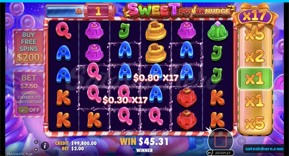 Two royal clusters pay with x17 showing