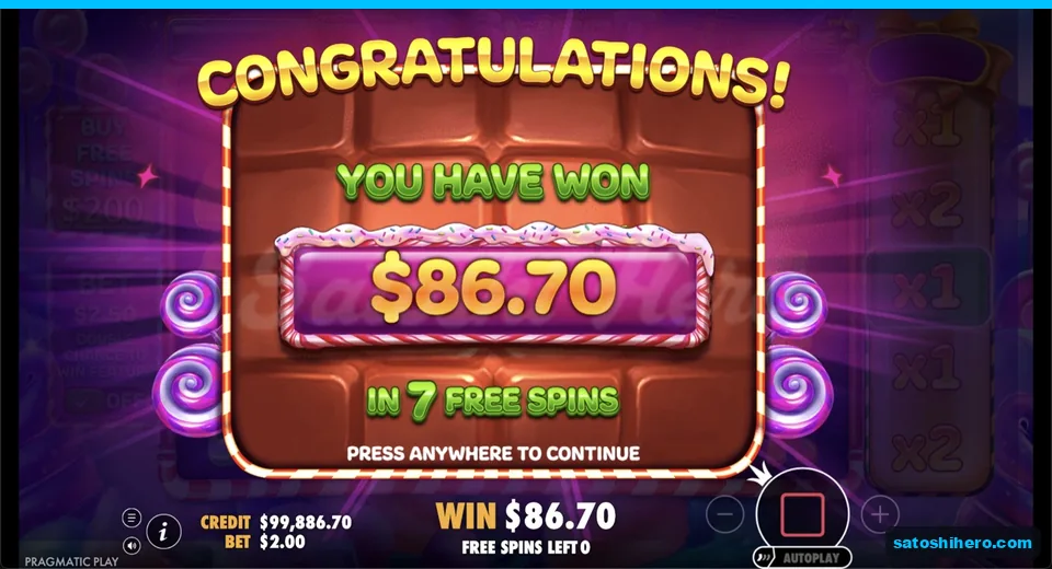 Collect screen reports an $86.70 payout