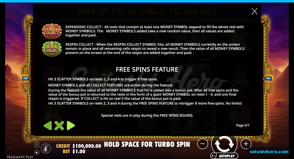 Free spins rules explain scatters and pot