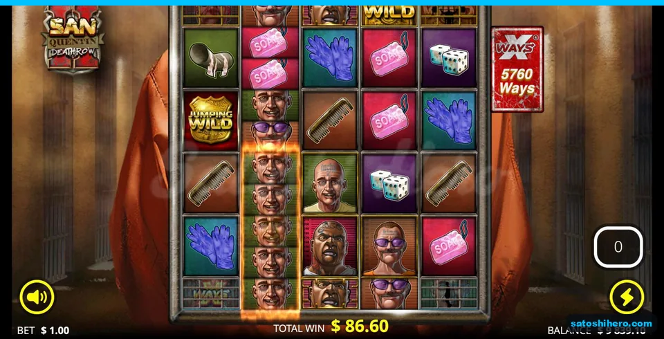 Jumping Wild crosses stacked inmate symbols