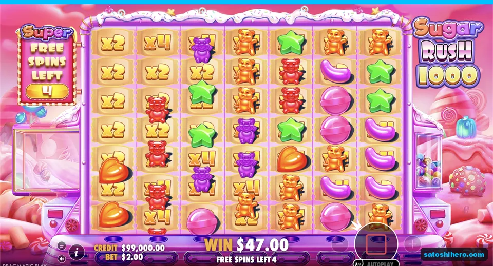 Multiplier spots fill the active free spins grid