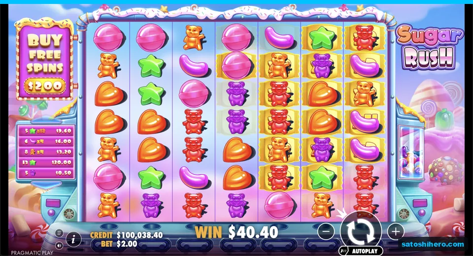Cluster clears while the win panel shows forty dollars