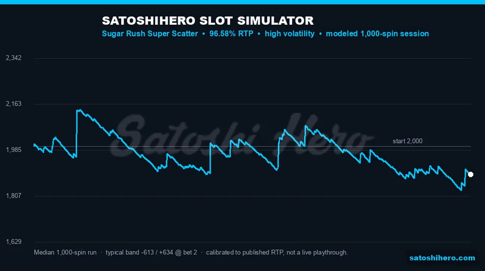Simulation graph shows wide blue swings