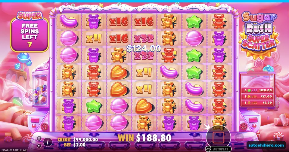 Super free spins board shows x32 spots
