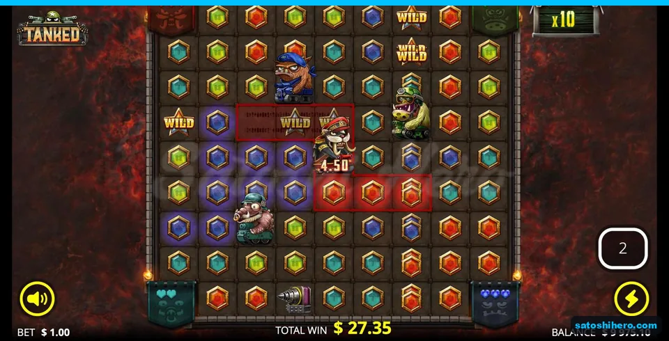 Full lava board shows wilds and x10