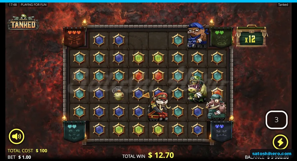 Lava board shows x12 chest and total