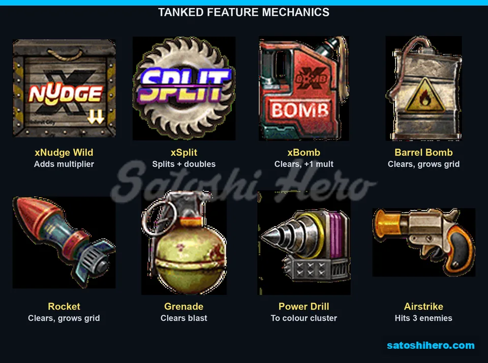 Weapon icons display boosters bombs and modifiers