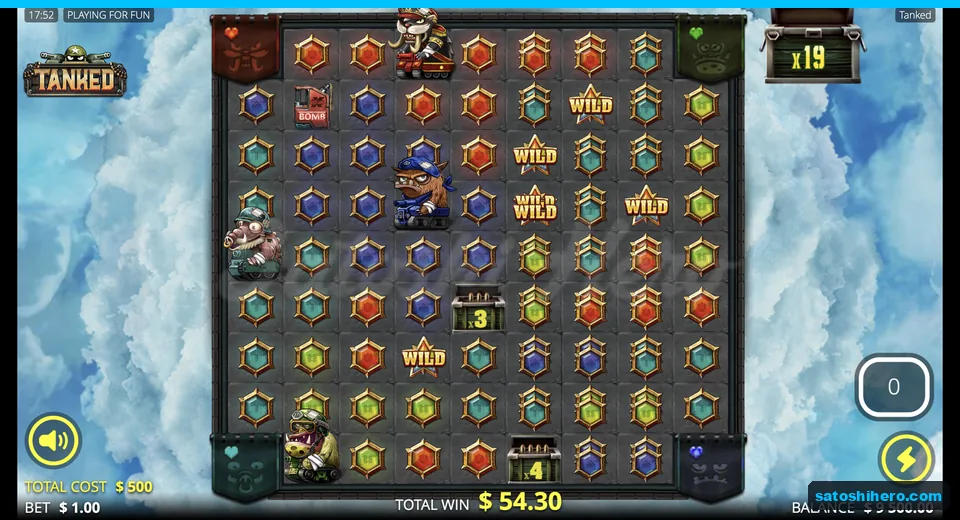 Sky board holds wilds xBomb and x19