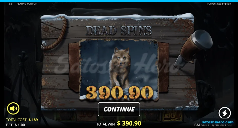 Win screen showing $390.90 total