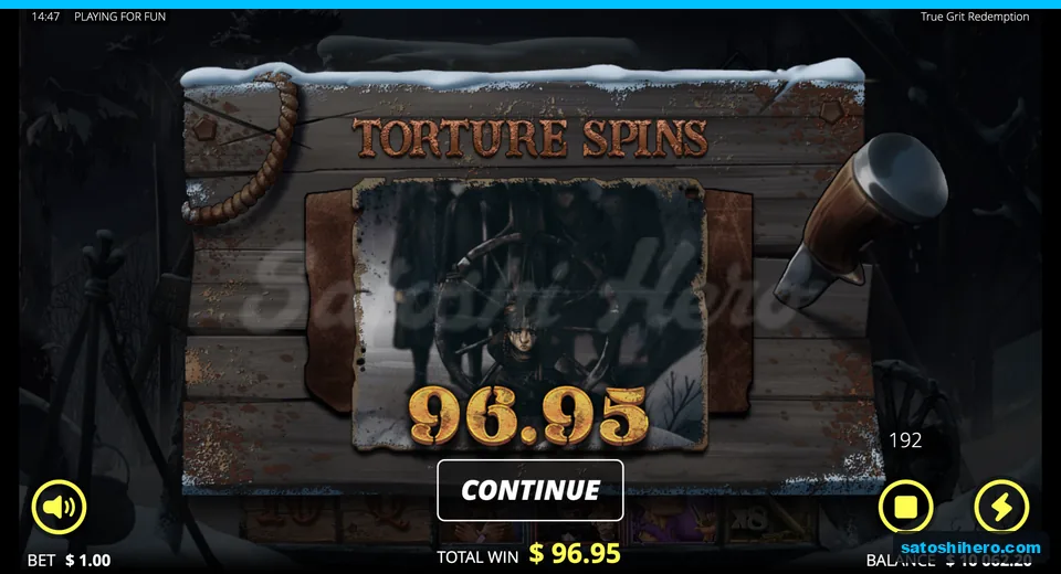 Win screen showing $96.95 total