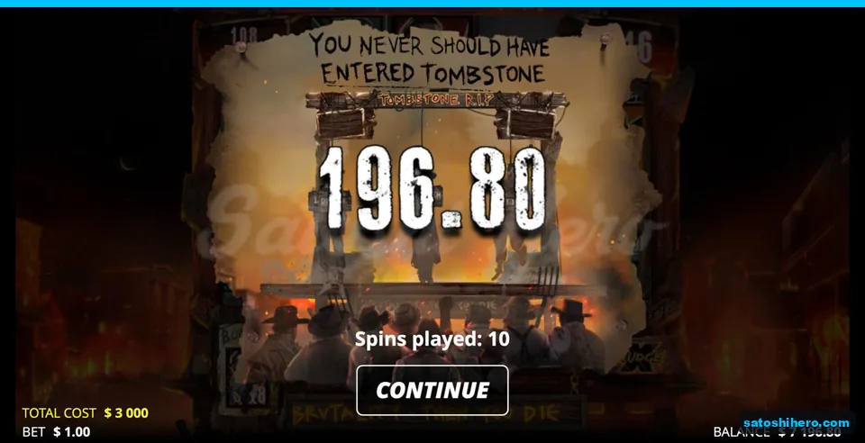 Collect screen shows $196.80 across ten spins