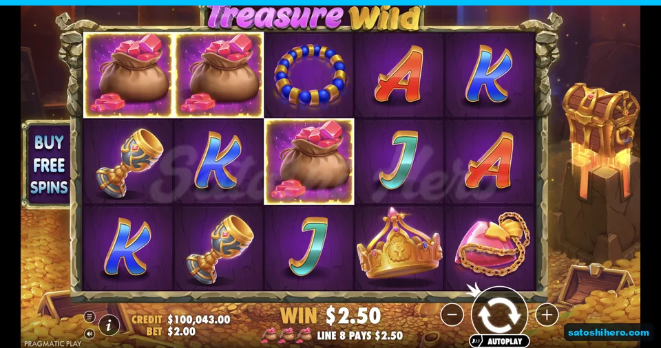 Line win pays from three ruby money bags