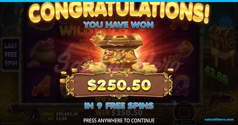Total win screen shows $250.50 collected