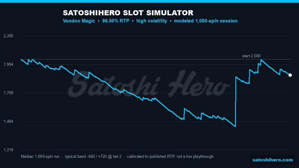 Blue simulator line trends downward across spins