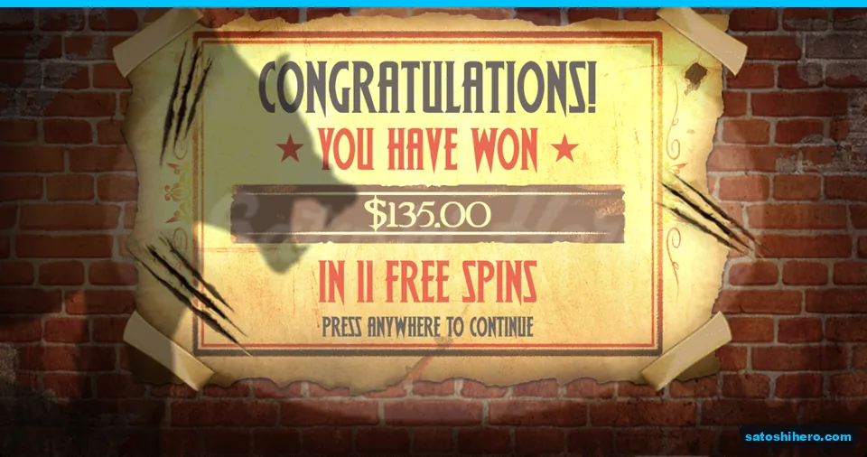 Collect screen shows a $135 total win