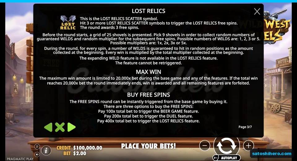 Rules show shovel picks and buy prices