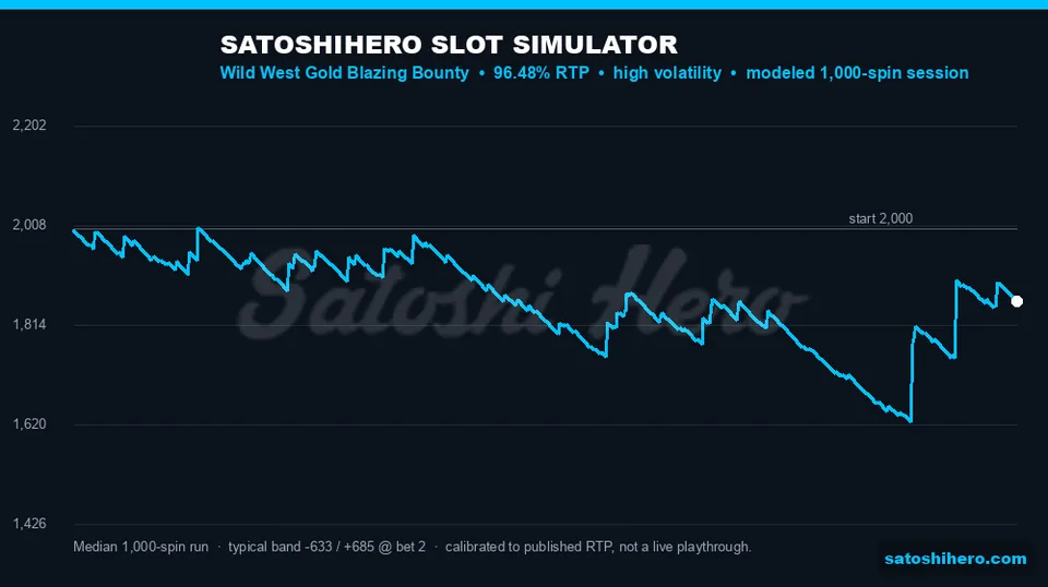 Blue projection line trends through thousand spins