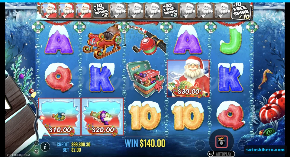 Santa wild collects $30 $20 and $10 fish