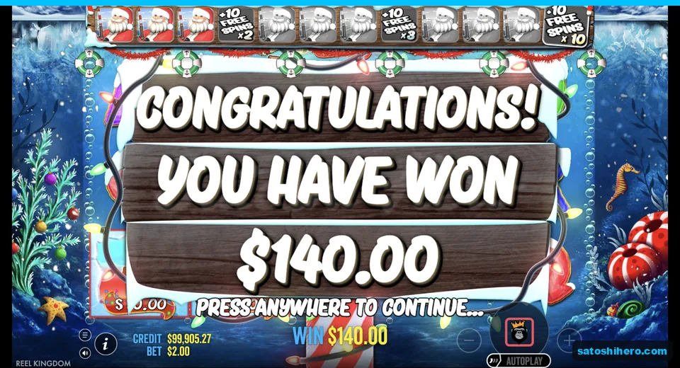 Collect sign shows $140.00 feature payout