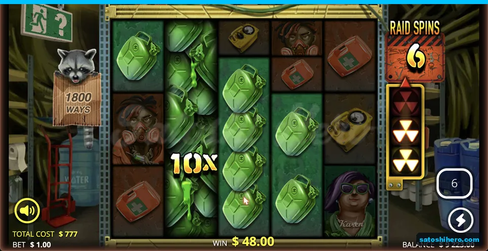 Stacked jerrycans carry a ten-times marker