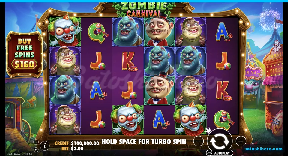 Settled six-reel board shows undead carnival symbols