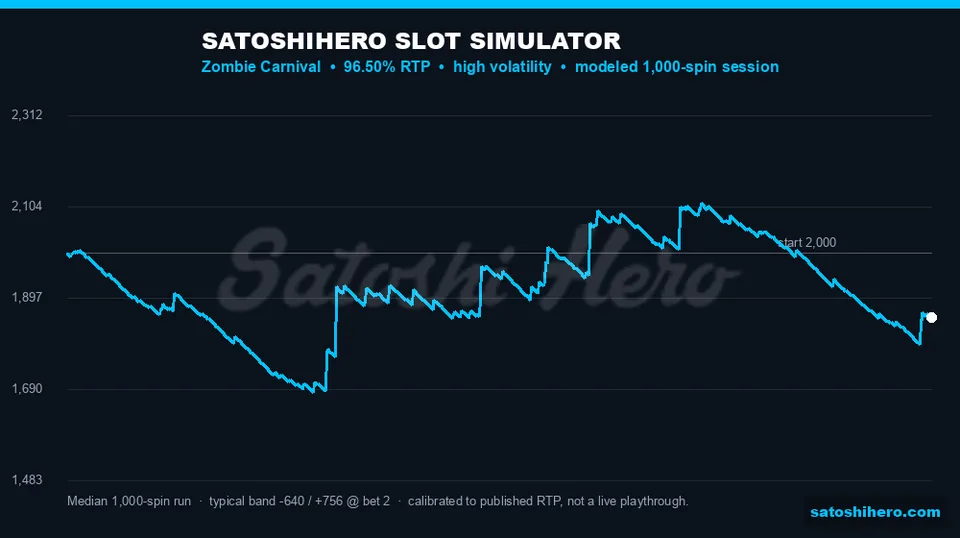 Blue simulator graph shows thousand-spin balance paths