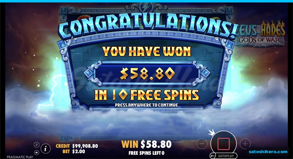 Collect screen shows $58.80 won