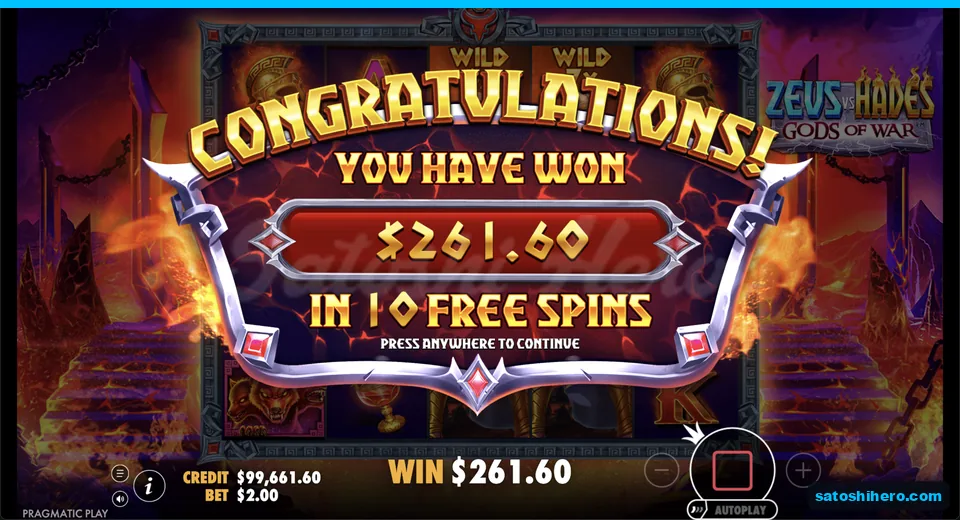 Collect screen shows $261.60 won