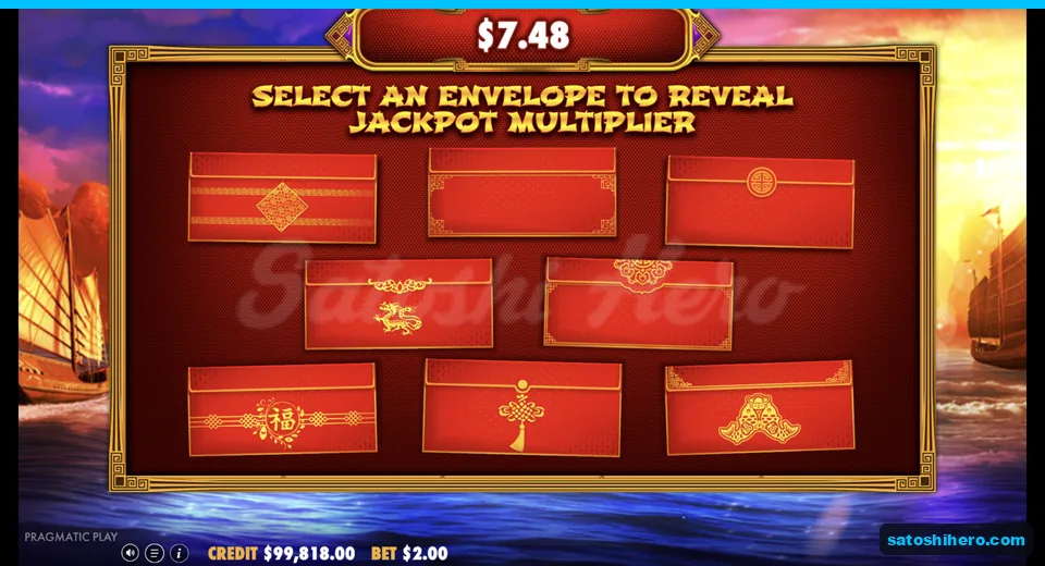 Envelope pick opens over a $7.48 pot