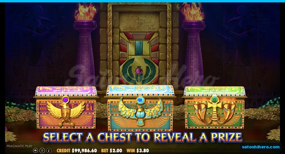 Chest pick screen shows three carved chests