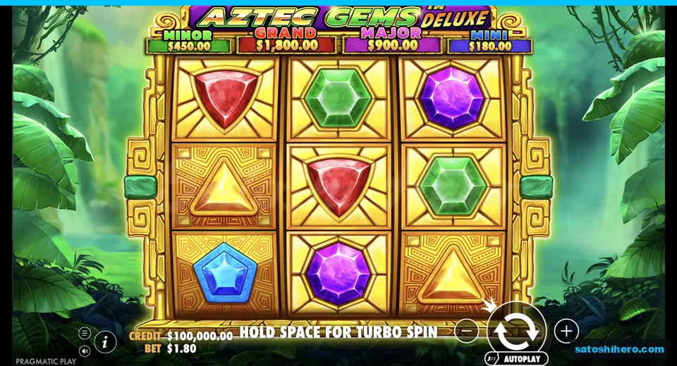 Settled jungle grid with gems and jackpot bar